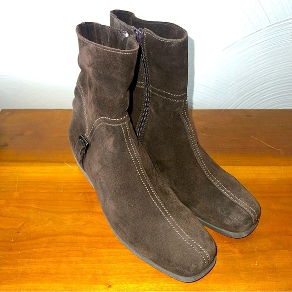 La Canadienne Womens Laverne Winter Boots Brown Zip Square Toe 8 1/2M - Picture 1 of 11